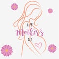 Outline of a pregnant woman Happy mother day Vector Royalty Free Stock Photo