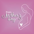 Outline of a pregnant woman Happy mother day Vector Royalty Free Stock Photo