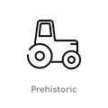 outline prehistoric vector icon. isolated black simple line element illustration from transportation concept. editable vector