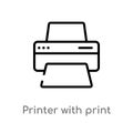outline printer with print and paper sheets vector icon. isolated black simple line element illustration from tools and utensils