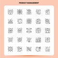 OutLine 25 Product Management Icon set. Vector Line Style Design Black Icons Set. Linear pictogram pack. Web and Mobile Business Royalty Free Stock Photo