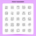 OutLine 25 Product Management Icon set. Vector Line Style Design Black Icons Set. Linear pictogram pack. Web and Mobile Business Royalty Free Stock Photo