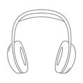 Outline professional studio over-ear headphones with large ear pads. Equipment for podcasting, online learning Royalty Free Stock Photo