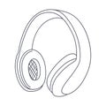 Outline professional studio over-ear headphones with large ear pads. Equipment for podcasting, online learning Royalty Free Stock Photo