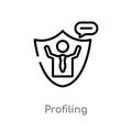 outline profiling vector icon. isolated black simple line element illustration from gdpr concept. editable vector stroke profiling