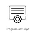 outline program settings vector icon. isolated black simple line element illustration from tools and utensils concept. editable