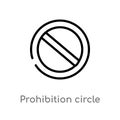 outline prohibition circle vector icon. isolated black simple line element illustration from signs concept. editable vector stroke Royalty Free Stock Photo