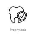 outline prophylaxis vector icon. isolated black simple line element illustration from dentist concept. editable vector stroke