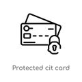 outline protected cit card vector icon. isolated black simple line element illustration from security concept. editable vector