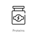 outline proteins vector icon. isolated black simple line element illustration from health concept. editable vector stroke proteins