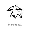outline pterodactyl vector icon. isolated black simple line element illustration from stone age concept. editable vector stroke