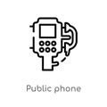 outline public phone vector icon. isolated black simple line element illustration from communication concept. editable vector Royalty Free Stock Photo