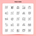 OutLine 25 Public Signs Icon set. Vector Line Style Design Black Icons Set. Linear pictogram pack. Web and Mobile Business ideas Royalty Free Stock Photo