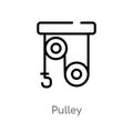 outline pulley vector icon. isolated black simple line element illustration from science concept. editable vector stroke pulley Royalty Free Stock Photo