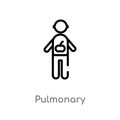 outline pulmonary vector icon. isolated black simple line element illustration from people concept. editable vector stroke