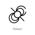 outline pulsar vector icon. isolated black simple line element illustration from astronomy concept. editable vector stroke pulsar Royalty Free Stock Photo