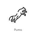 outline puma vector icon. isolated black simple line element illustration from animals concept. editable vector stroke puma icon Royalty Free Stock Photo
