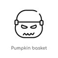 outline pumpkin basket vector icon. isolated black simple line element illustration from halloween concept. editable vector stroke Royalty Free Stock Photo