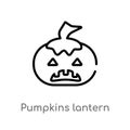 outline pumpkins lantern vector icon. isolated black simple line element illustration from halloween concept. editable vector Royalty Free Stock Photo