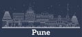 Outline Pune India City Skyline with White Buildings