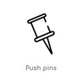 outline push pins vector icon. isolated black simple line element illustration from tools and utensils concept. editable vector Royalty Free Stock Photo