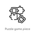 outline puzzle game piece vector icon. isolated black simple line element illustration from business concept. editable vector Royalty Free Stock Photo