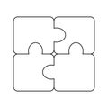 Outline puzzle icon. 4 pieces puzzle design illustration