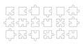 Outline puzzle pieces. Blank templates for game design, linear puzzle icons. Vector illustration isolated on white Royalty Free Stock Photo