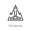 outline pyongyang vector icon. isolated black simple line element illustration from monuments concept. editable vector stroke