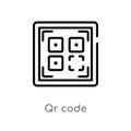 outline qr code vector icon. isolated black simple line element illustration from delivery and logistic concept. editable vector Royalty Free Stock Photo
