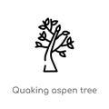 outline quaking aspen tree vector icon. isolated black simple line element illustration from nature concept. editable vector