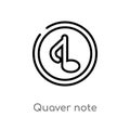 outline quaver note vector icon. isolated black simple line element illustration from music concept. editable vector stroke quaver