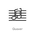 outline quaver vector icon. isolated black simple line element illustration from music and media concept. editable vector stroke