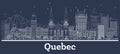 Outline Quebec Canada City Skyline with White Buildings