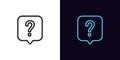 Outline question bubble icon, with editable stroke. Question mark in bubble message, help and FAQ pictogram. Support chat