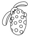 Outline rabbit behind easter egg, coloring page for holiday activity or design Royalty Free Stock Photo