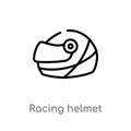 outline racing helmet vector icon. isolated black simple line element illustration from security concept. editable vector stroke