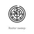 outline radar sweep vector icon. isolated black simple line element illustration from technology concept. editable vector stroke