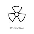 outline radiactive vector icon. isolated black simple line element illustration from maps and flags concept. editable vector