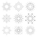 Outline radiant sunburst icons set vector illustration