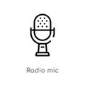 outline radio mic vector icon. isolated black simple line element illustration from hardware concept. editable vector stroke radio Royalty Free Stock Photo