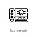 outline radiograph vector icon. isolated black simple line element illustration from dentist concept. editable vector stroke