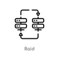 outline raid vector icon. isolated black simple line element illustration from web hosting concept. editable vector stroke raid