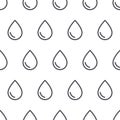 Outline rain drop in vector seamless pattern. Flat icon of water raindrop or oil isolated on white background. Natural aqua Royalty Free Stock Photo