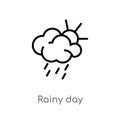 outline rainy day vector icon. isolated black simple line element illustration from weather concept. editable vector stroke rainy Royalty Free Stock Photo