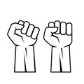 Outline raised fist hand vector icon