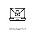 outline ransomware vector icon. isolated black simple line element illustration from cyber concept. editable vector stroke