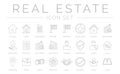 Outline Real Estate Icon Set of Home, House, Apartment, Buying, Renting, Searching, Investment, Choosing, Wishlist, Low High Price Royalty Free Stock Photo