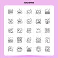 OutLine 25 Real Estate Icon set. Vector Line Style Design Black Icons Set. Linear pictogram pack. Web and Mobile Business ideas Royalty Free Stock Photo