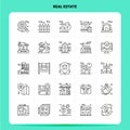 OutLine 25 Real Estate Icon set. Vector Line Style Design Black Icons Set. Linear pictogram pack. Web and Mobile Business ideas Royalty Free Stock Photo